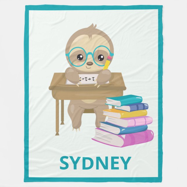 Cobertor De Velo Bela preguiça na escola personalizada (Frente)