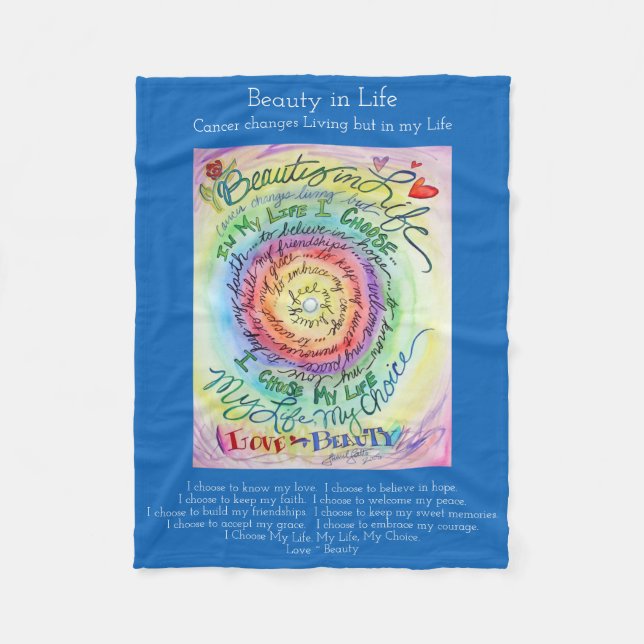 Cobertor De Velo Beleza na vida Cancer Poem Chemo Fleece Blanket (Frente)