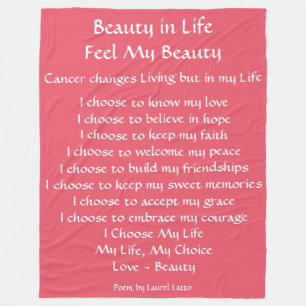 Cobertor De Velo Beleza na vida Cancer Poem Fleece Chemo Blanket