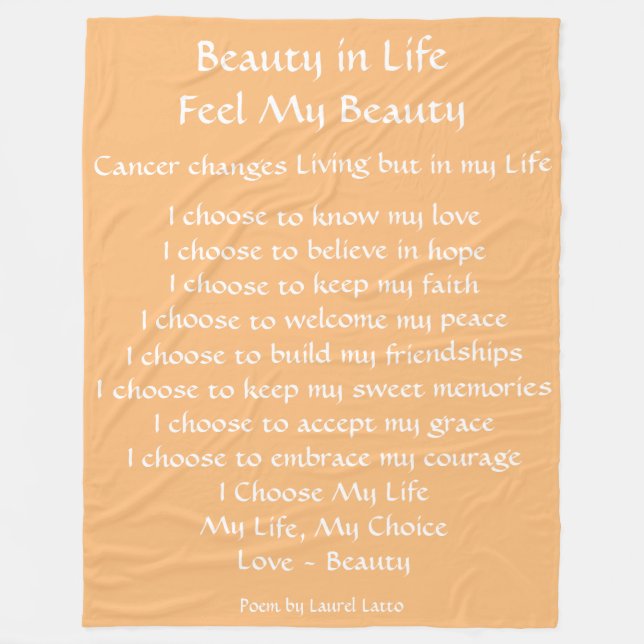 Cobertor De Velo Beleza na vida Cancer Poem Fleece Chemo Blanket (Frente)