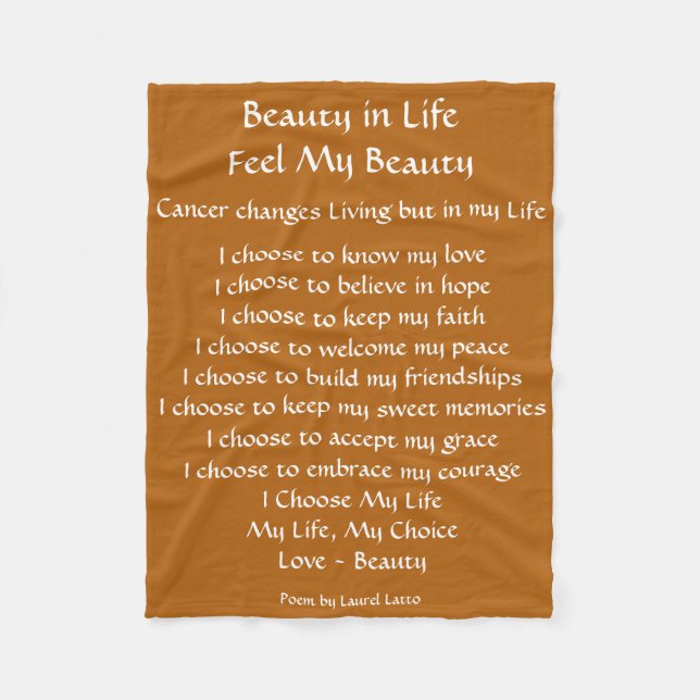 Cobertor De Velo Beleza na vida Cancer Poem Fleece Chemo Blanket (Frente)
