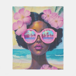 Cobertor De Velo Beleza tropical em tons de rosa