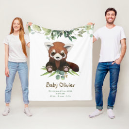 Cobertor De Velo Belo Bebê Vermelho Panda Urso Eucalyptus Personali