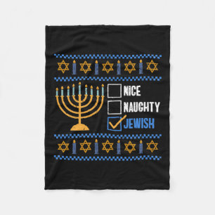 Cobertor De Velo Belo e malvado Judeu Ugly Hanukkah - Hanukkah