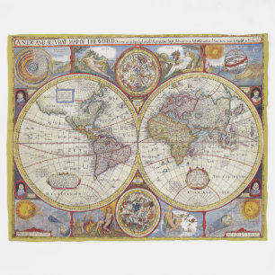 Cobertor De Velo Belo Mapa Mundial Antigo Vintage