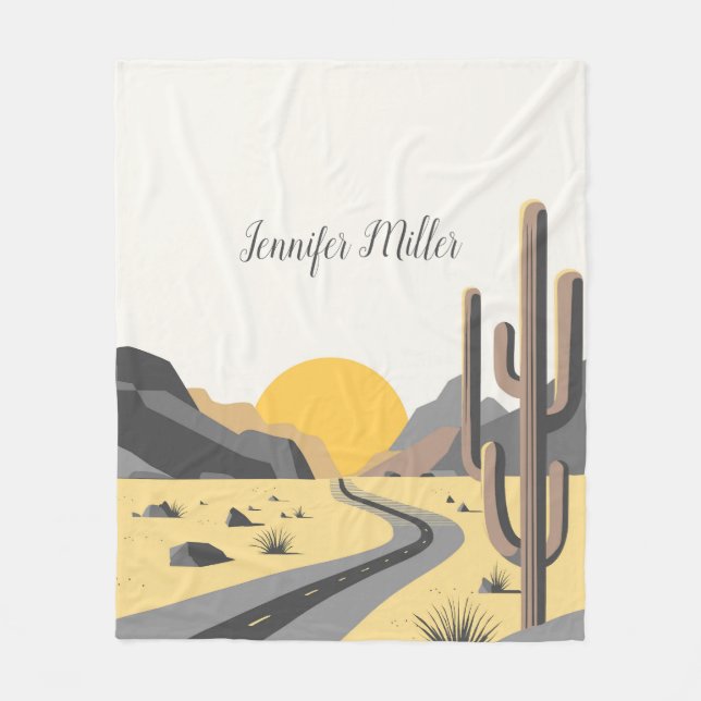 Cobertor De Velo Belo nascer do sol do deserto com vista de montanh (Frente)