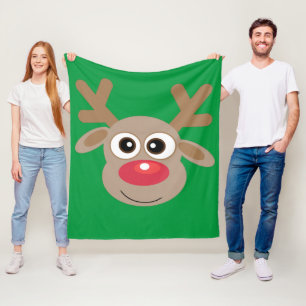 Cobertor De Velo Belo Natal Reindeer Cartoon Divertido Verde