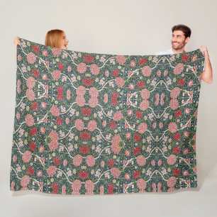Cobertor De Velo Belo Padrão Floral Folhagem Flores Vermelho Rosa 