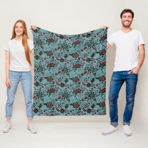 Cobertor De Velo Belo padrão floral pastel azul estilo retrô