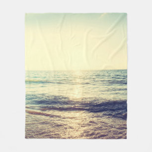 Cobertor De Velo Belo pôr do sol com mar e praia - Vintage e 