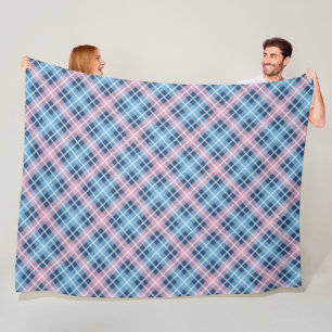 Cobertor De Velo Belo Rosa E Azul Tartan