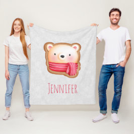 Cobertor De Velo Belo Urso Enfrentado Vermelho Scarf e Cheeks Rosad