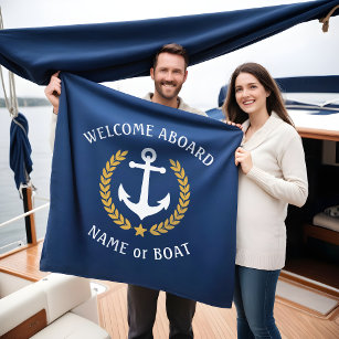 Cobertor De Velo Bem-vindo a bordo Nome do Barco Anchor Dourado Mar