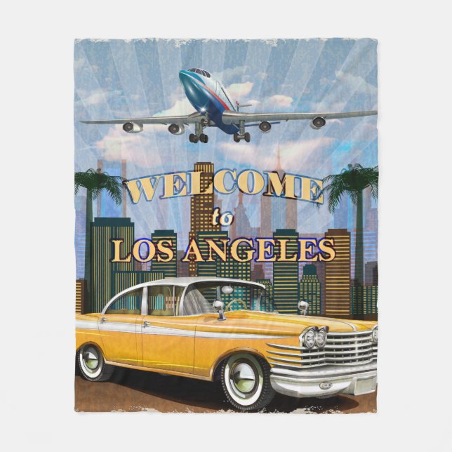 Cobertor De Velo Bem-vindos à poster de Los Angeles. (Frente)