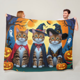 Cobertor De Velo Bengala Cats Pumpkin Halloween Engraçado