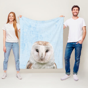Cobertor De Velo Berçário Minimalista com Coruja Azul Pastel esprei