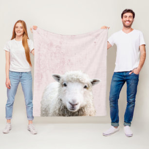 Cobertor De Velo Berçário Minimalista com Ovelha Pastel Cor-de-Rosa