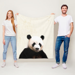 Cobertor De Velo Berçário Minimalista com Panda Olhando Amarelo Pas