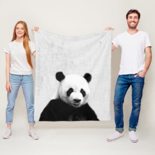 Cobertor De Velo Berçário Minimalista Panda Peekaboo Preto e Branco