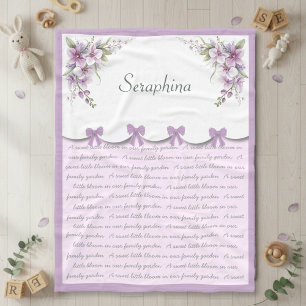 Cobertor De Velo Berçário Roxo Elegante de Lavanda para Menina