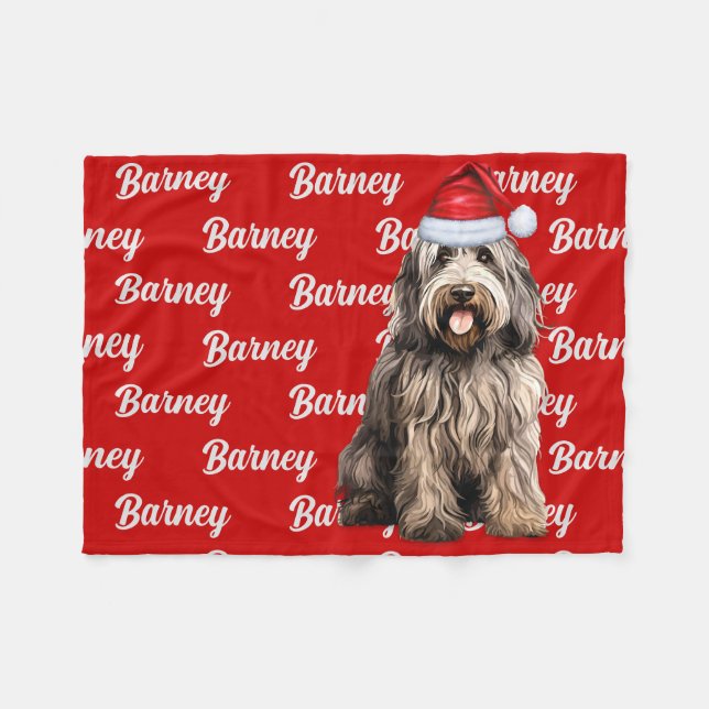Cobertor De Velo Bergamasco em Vermelho com Nome Cão de Natal (Frente (Horizontal))