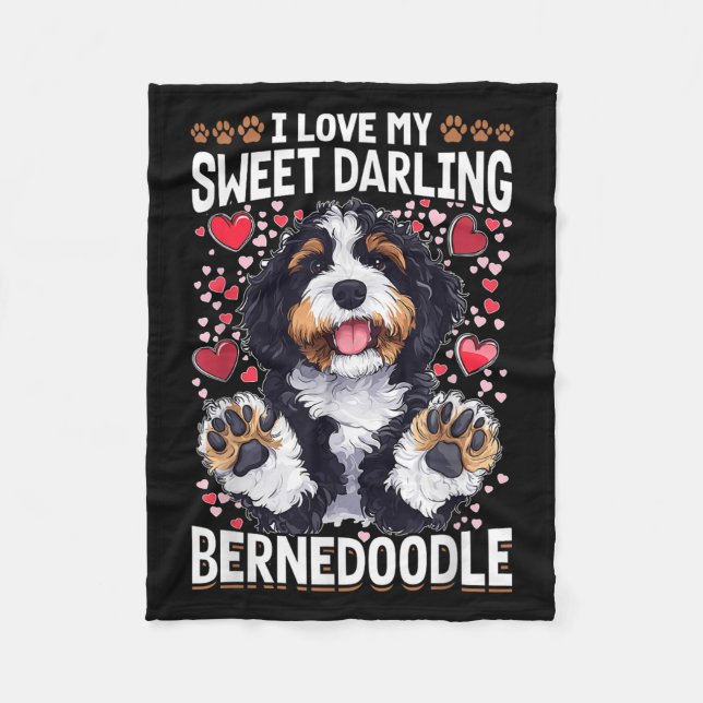 Cobertor De Velo Bernedoodle Dog Breed Eu Amo Meu Querido Bela Bern (Frente)