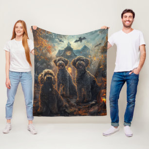 Cobertor De Velo Bernedoodle Halloween Night Doggy Delight