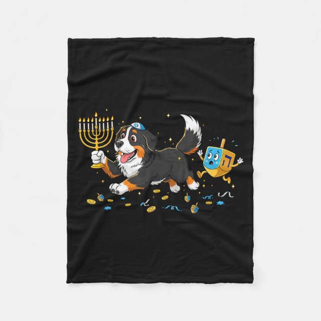 Cobertor De Velo Bernese Mountain Dog Dreidel Menorah Hanukkah Wome (Frente)