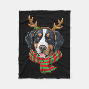 Cobertor De Velo Bernese Mountain Dog Reindeer Santa Hat