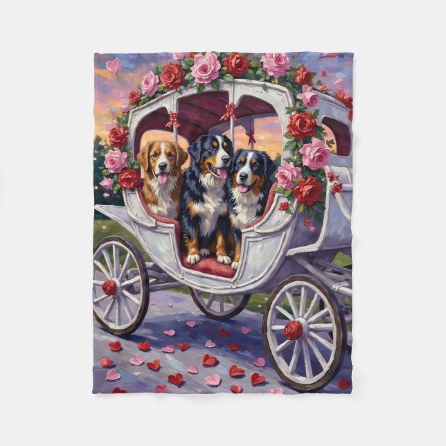 Cobertor De Velo Bernese Mountain Dog Valentine's Day (Frente)