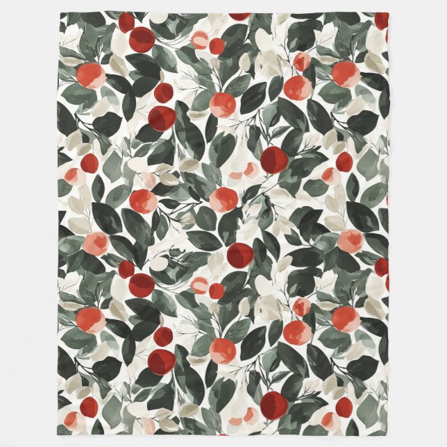 Cobertor De Velo Berries Vermelhos de Natal (Frente)