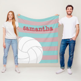 Cobertor De Velo Berry Red e Aqua Giant Voleibol Striped