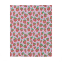 Berry Sweet Red Strawberry Fleece Blanket