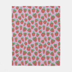 Cobertor De Velo Berry Sweet Red Strawberry Fleece Blanket