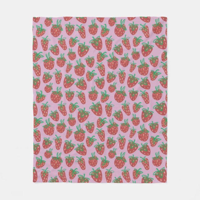 Cobertor De Velo Berry Sweet Red Strawberry Fleece Blanket (Frente)