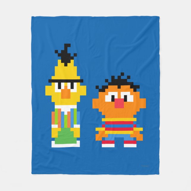 Cobertor De Velo Bert e Ernie Pixel Art (Frente)