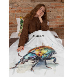 Cobertor De Velo Besouro Iridescente em Aquarela, personalizado