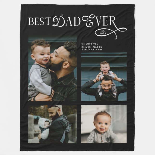 Cobertor De Velo  Best Dad Ever 4 Photos Modern Fathers Day Gifts (Frente)