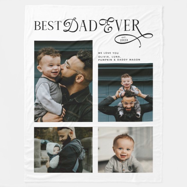 Cobertor De Velo  Best Dad Ever 4 Photos Modern Fathers Day Gifts (Frente)