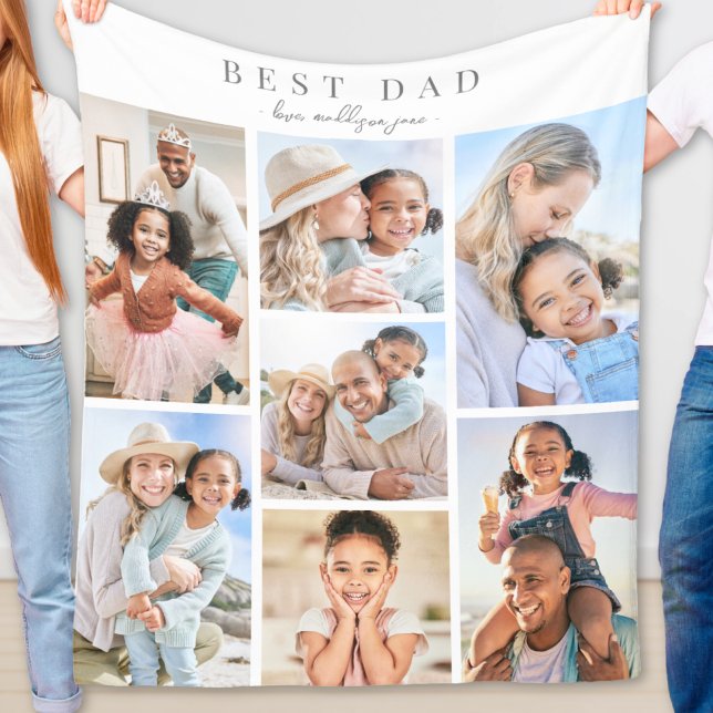Cobertor De Velo Best Dad Photo Collage (Best Dad Photo Collage Fleece Blanket )