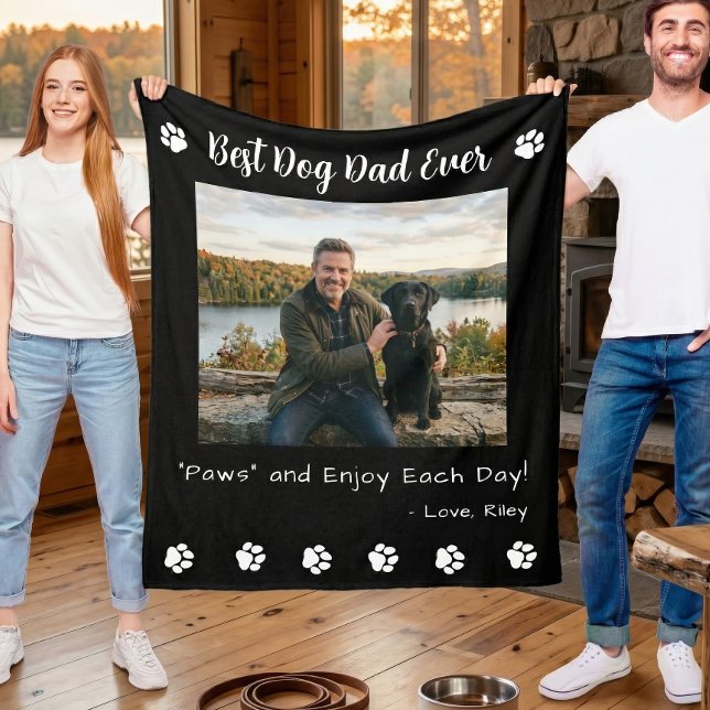Cobertor De Velo Best Dog Dad Paws Pet Black Photo (Criador carregado)