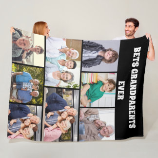 Cobertor De Velo Best Grandparents Ever 8Photo Collage Chic Black