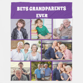 Cobertor De Velo Best Grandparents Ever 8Photo Collage Chic purple