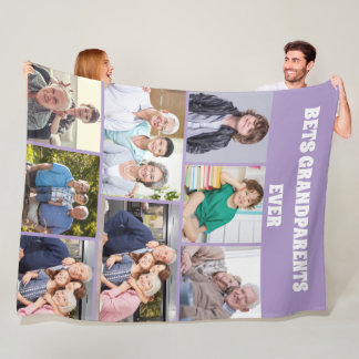 Cobertor De Velo Best Grandparents Ever 8Photo Collage Chic purple