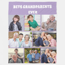 Cobertor De Velo Best Grandparents Ever 8Photo Collage Chic purple
