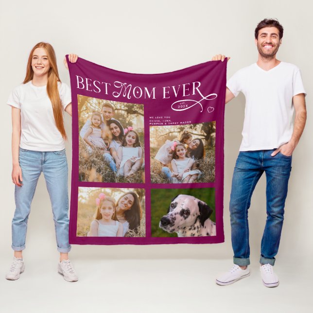 Cobertor De Velo Best Mom Ever 4 Photos Heart Mothers Day Gifts (In Situ)