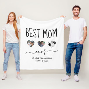 Cobertor De Velo Best Mom Ever, Custom 3 photo Mothers Day Gift