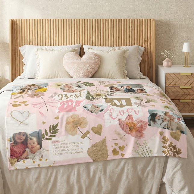 Cobertor De Velo Best Mom Ever Mother's Day Scrapbook Photo Collage (Best Mom Ever Mother's Day Scrapbook Photo Collage Fleece Blanket)