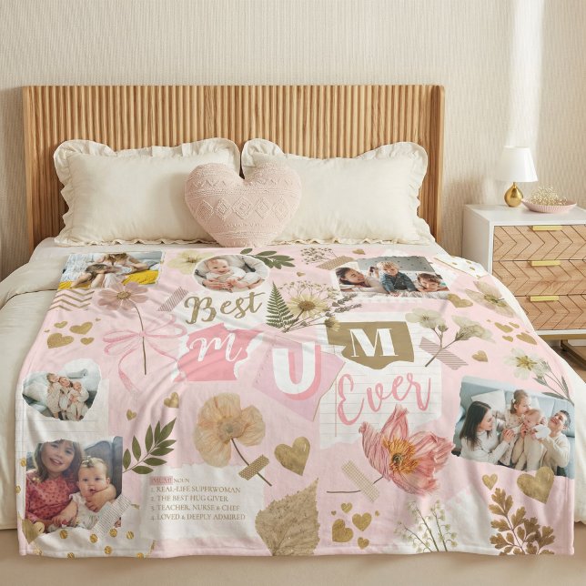Cobertor De Velo Best Mum Ever Mother's Day Scrapbook Photo Collage (Best Mum Ever Mother's Day )