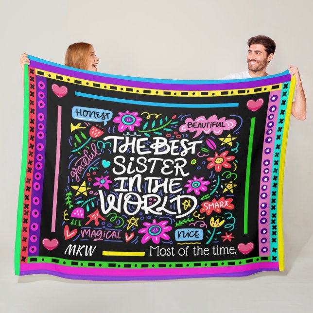 Cobertor De Velo BEST SISTER Fleece Blanket Versão 2 Humor (In Situ)